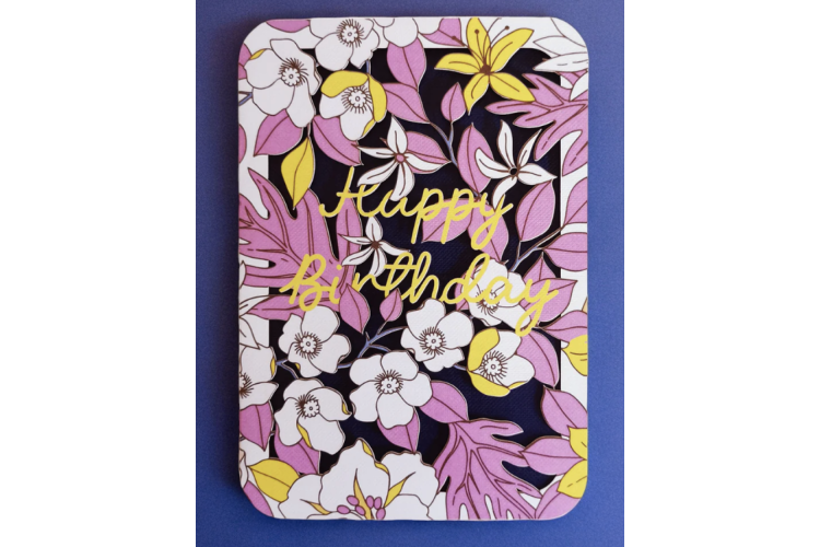 Blossom Cut Purple Birthday Greeting Card