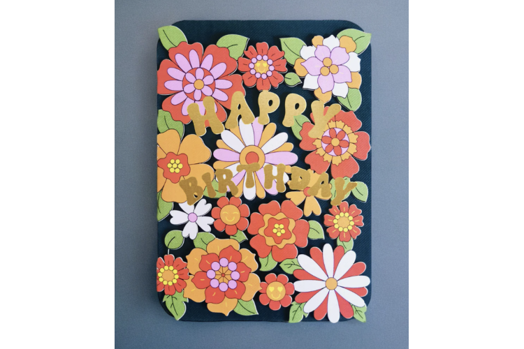Blossom Cut Orange Birthday Greeting Card