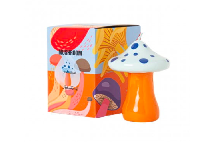 Blue & White Mushroom Candle