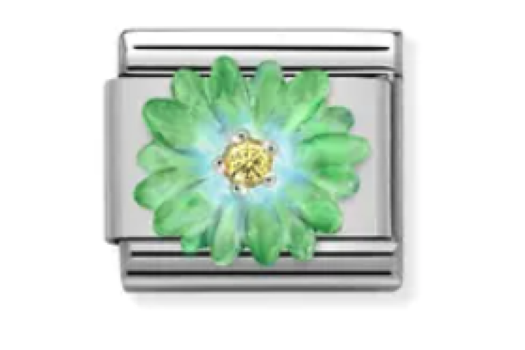 Blue and Green Flower with Yellow Stone Link