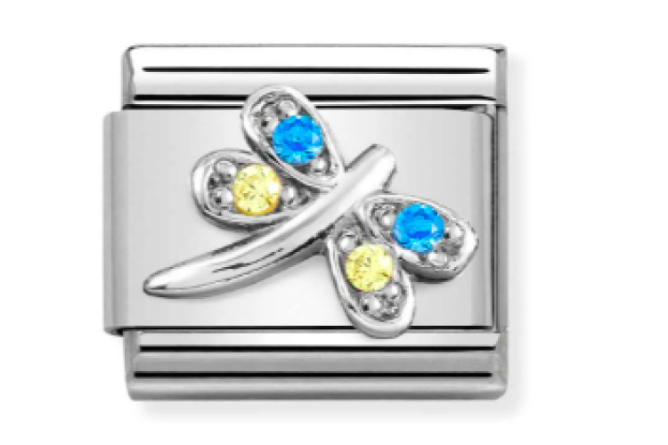 Blue and Yellow Dragonfly with CZ Link 