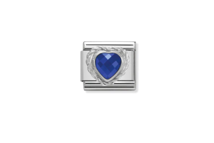 Blue Faceted Heart Link