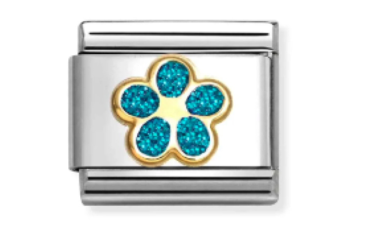 Blue Glitter Flower Link