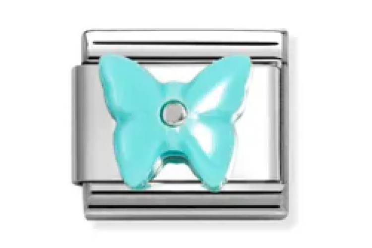 Turquoise Raised Butterfly with Silver Stud Link