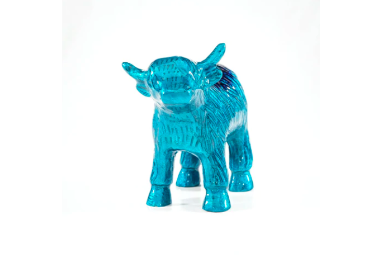 Brushed Aqua Highland Cow Medium 