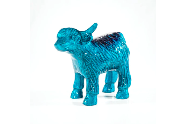 Brushed Aqua Highland Cow Large 