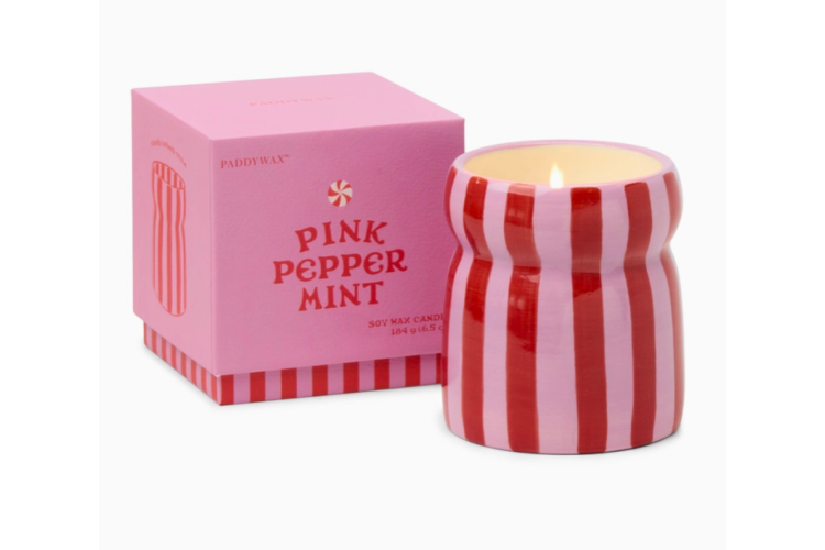 Cabana christmas candle - pink peppermint 