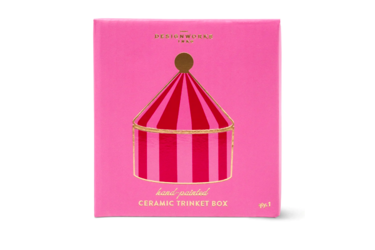 ceramic trinket box - pink and red