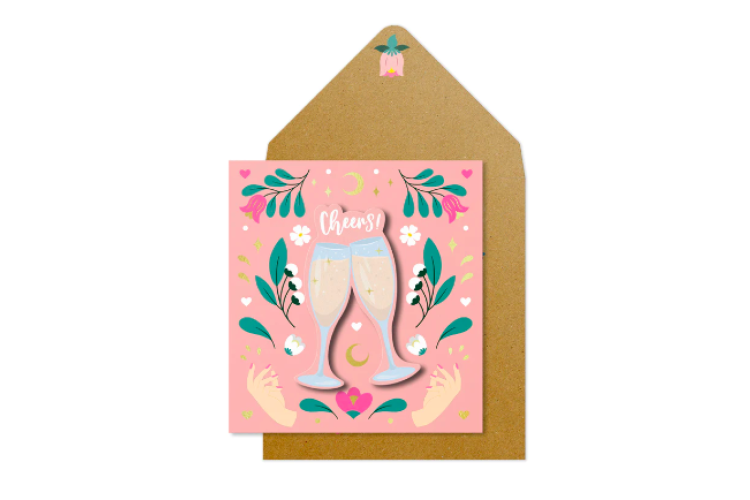 Cheers Champagne Flutes Card