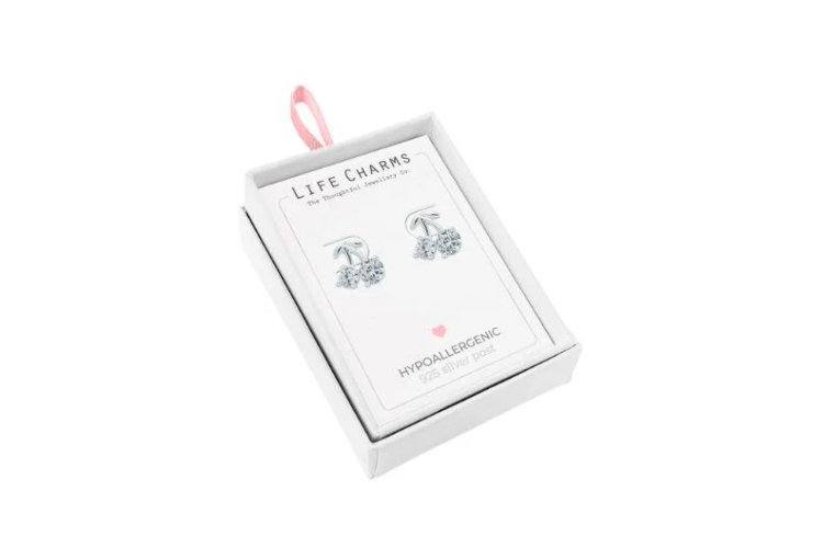 Cherry Drop Stud Earrings