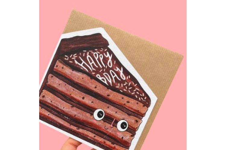 Chocolate Cake Happy Birthday Card