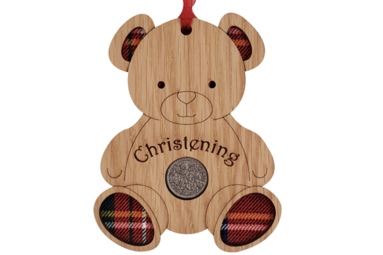 Christening Teddy Bear Lucky Sixpence