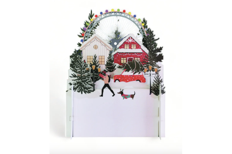Christmas House & Ferris Wheel 3D Pop Up Greeting Card