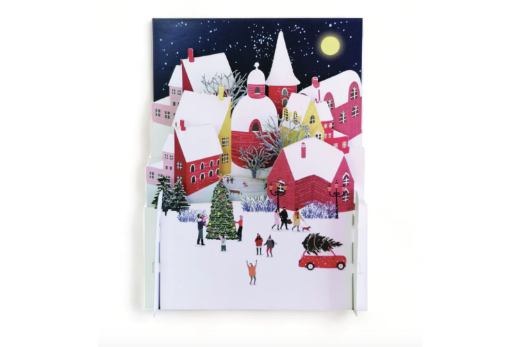 Christmas Village 3D Pop Up Greeting Card