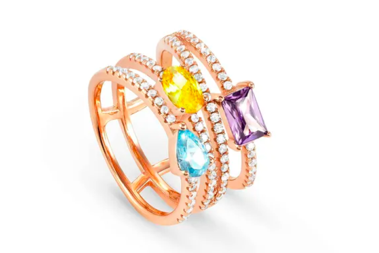Colour Wave Ring Coloured Stone 