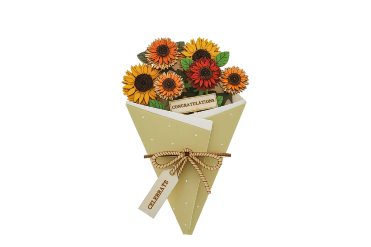 Congratulations 3D Flower Figurine Card