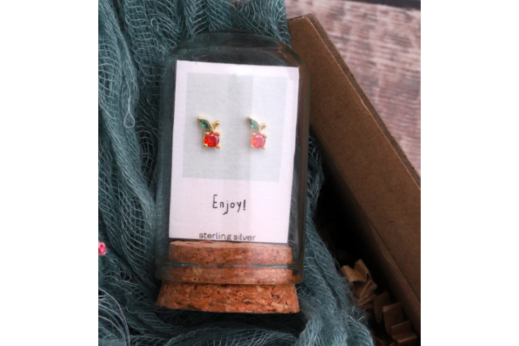 Crystal Apple Earrings