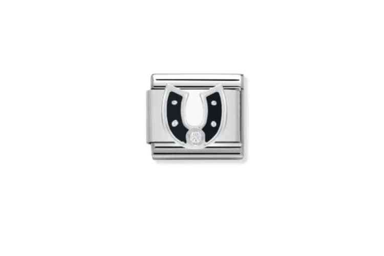 Cubic Zirconia Black Horseshoe Link
