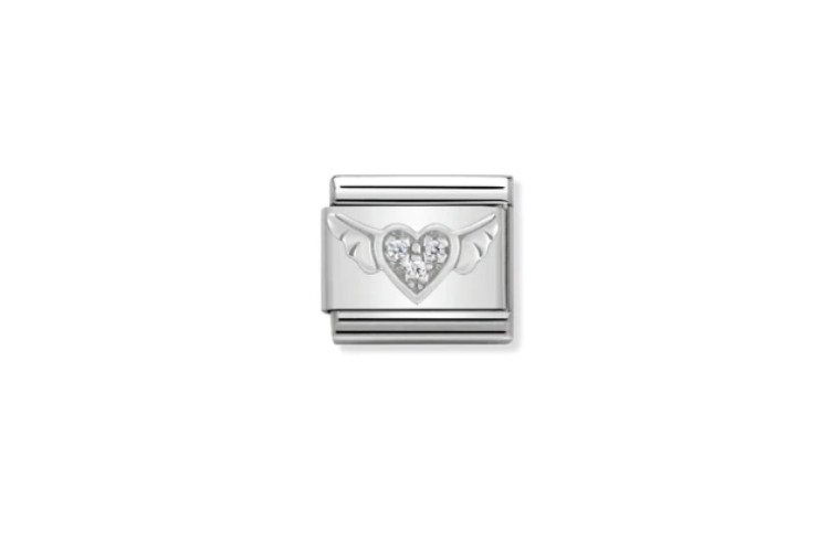 Cubic Zirconia Flying Heart Link