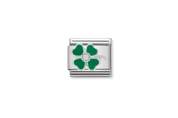 Cubic Zirconia Green Clover Link
