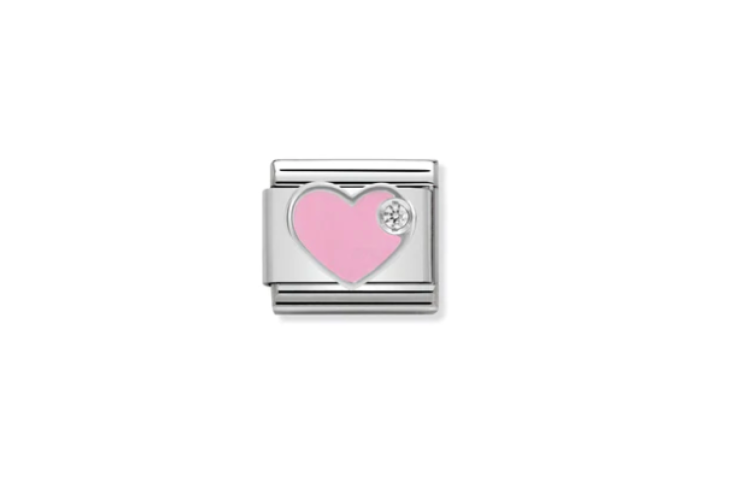 Cubic Zirconia Pink Heart Link