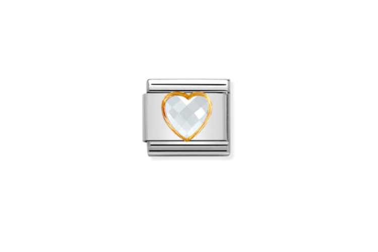 Cubic Zirconia White Heart Link