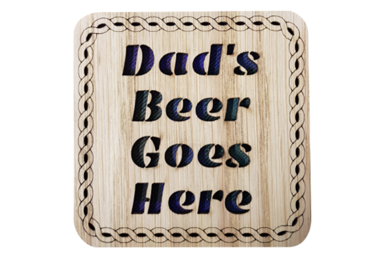 Dad's Beer Goes Here Square Coaster