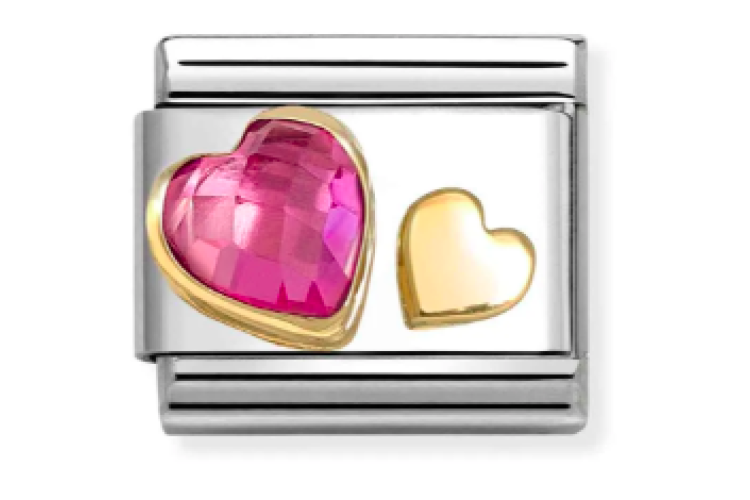 Dark Pink Stone with Heart Link 