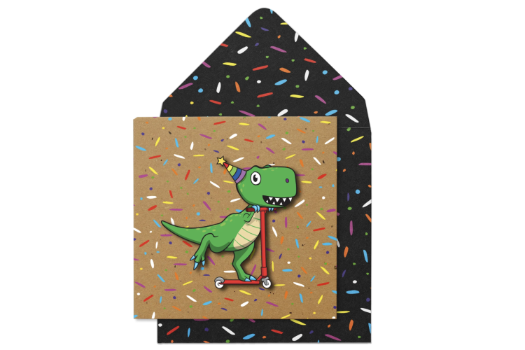 Dino on Scooter Card