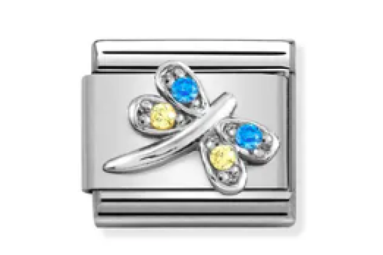 Dragonfly with Blue and Yellow Stones Link