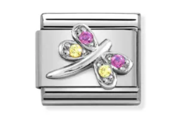 Dragonfly with Purple and Yellow Stones Link