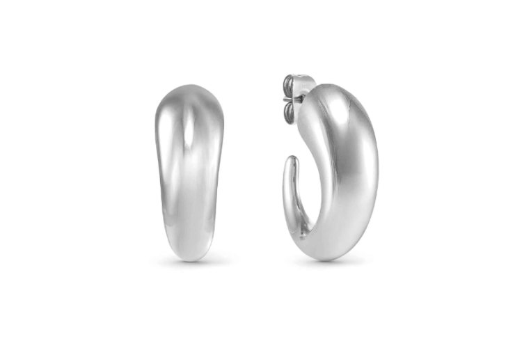 earrings silver medium moon