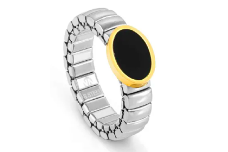 Extension Black Agate Oval Ring 