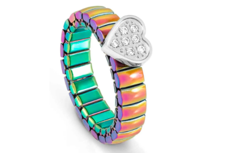 Extension Iridescent Heart Ring 