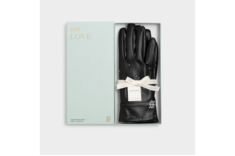 faux leather gloves - black 