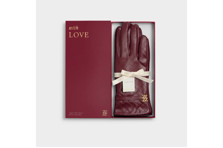 faux leather gloves - cherry