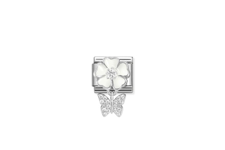 White Flower and Butterfly Pendant Link 