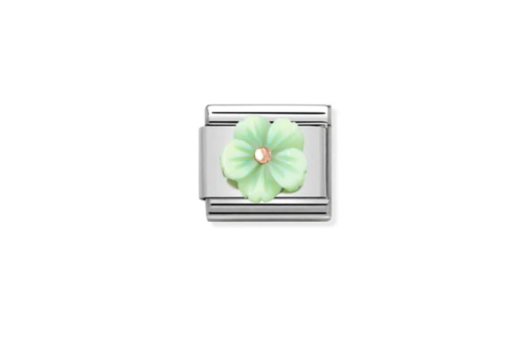 Flower in Green Mother of Pearl Link