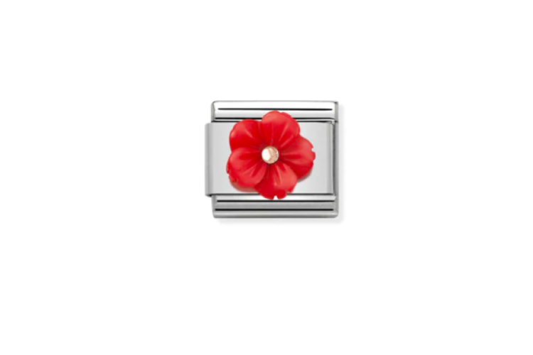 Flower in Red Mother of Pearl Link