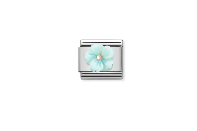 Flower in Turquoise/blue Mother of Pearl Link