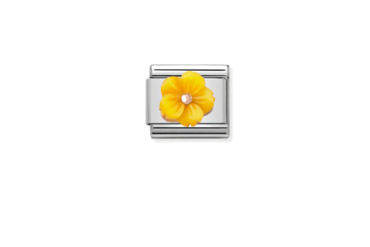 Flower in Yellow Mother of Pearl Link