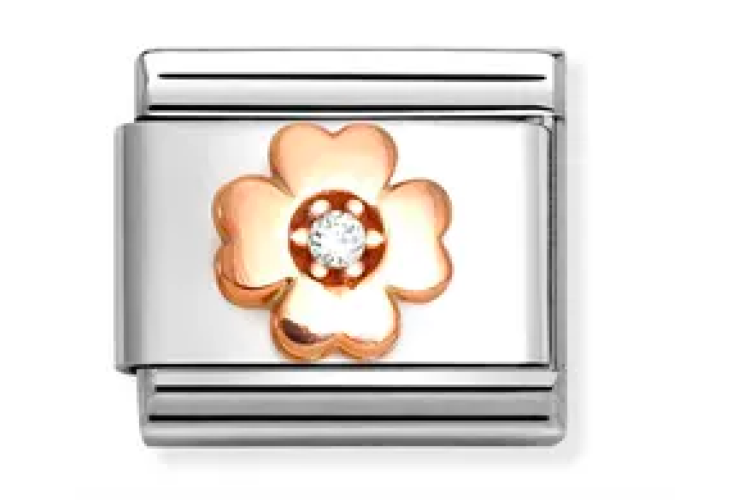 Four-Leaf Clover with white stone 