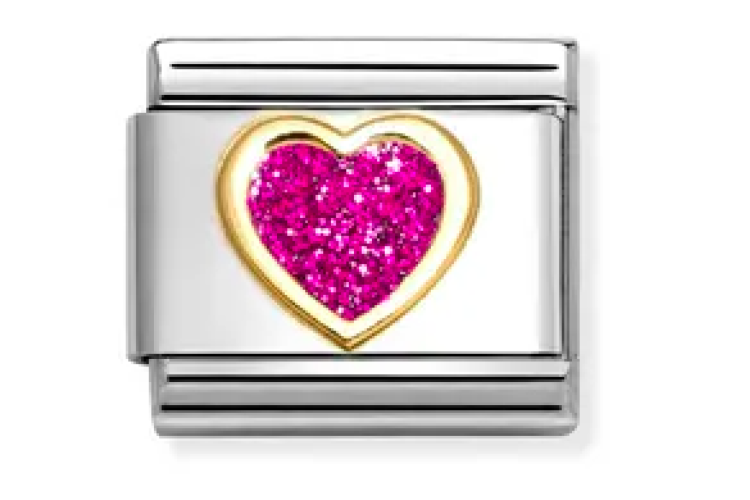 Fucsia Glitter Heart Link