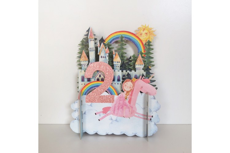 Girls 2nd Birthday Fairytale 3D Pop Up Greeting Card