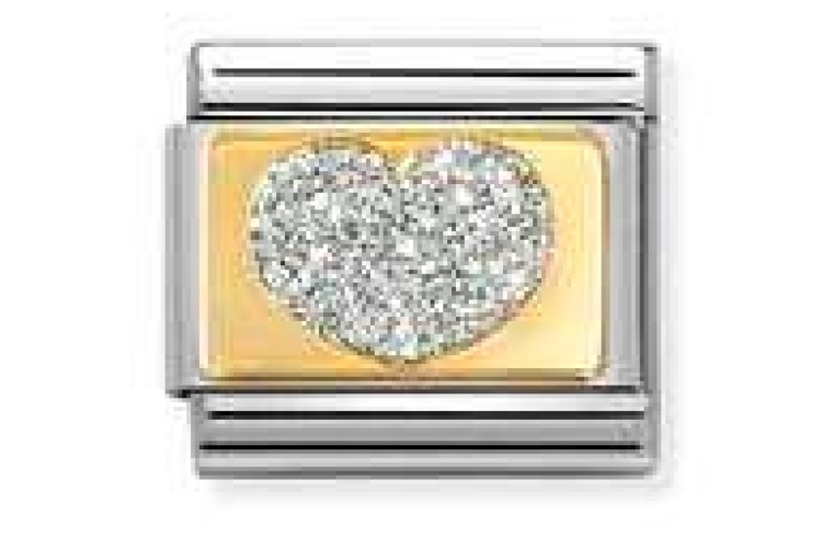 Glitter Silver Heart Link 