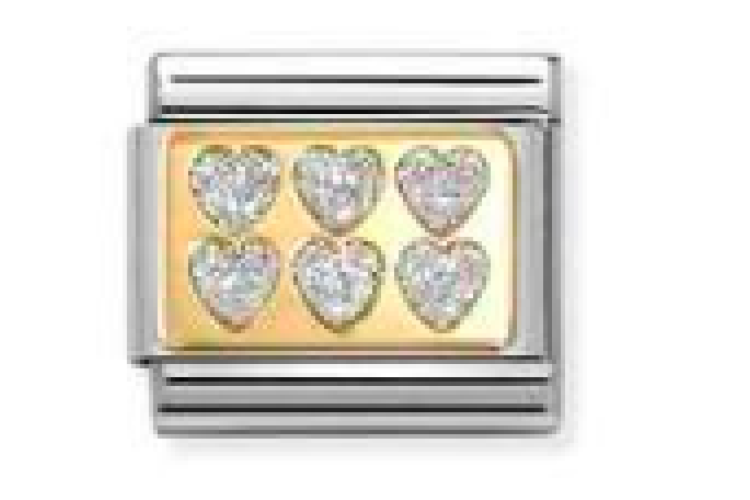 Glitter Silver Hearts Link 