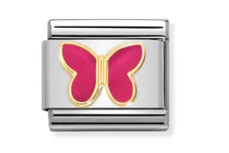 Gold and Fuchsia Pink Butterfly Link