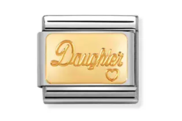 Gold Back Daughter with Heart Link