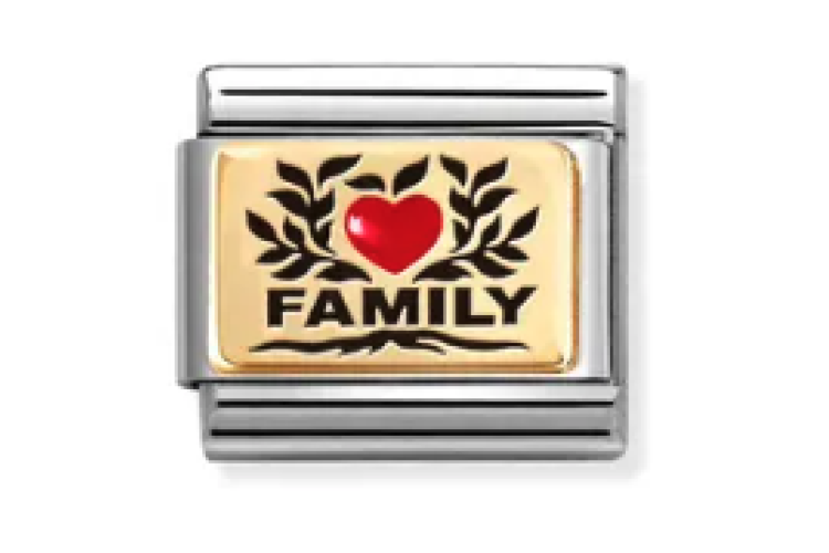Gold Back Family Tree with Red Heart Link