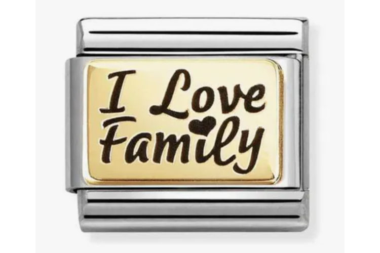 Gold Back I Love Family with Black Writing Link